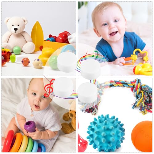 Squeaker Rassel Box Kunststoff transparent 30 Stück weiß Spielzeug mit Glöckchen Quietscher Sound Maker