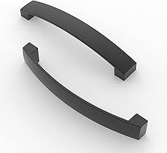 FURNIWARE 5 Stück Möbelgriff, Bohrlochabstand 128mm Stangengriff, Cabinet Arch Pull Küchengriff, für Küchenschranktür, Schlafzimmer Kommode Schublade, Badezimmer, Matt Schwarz