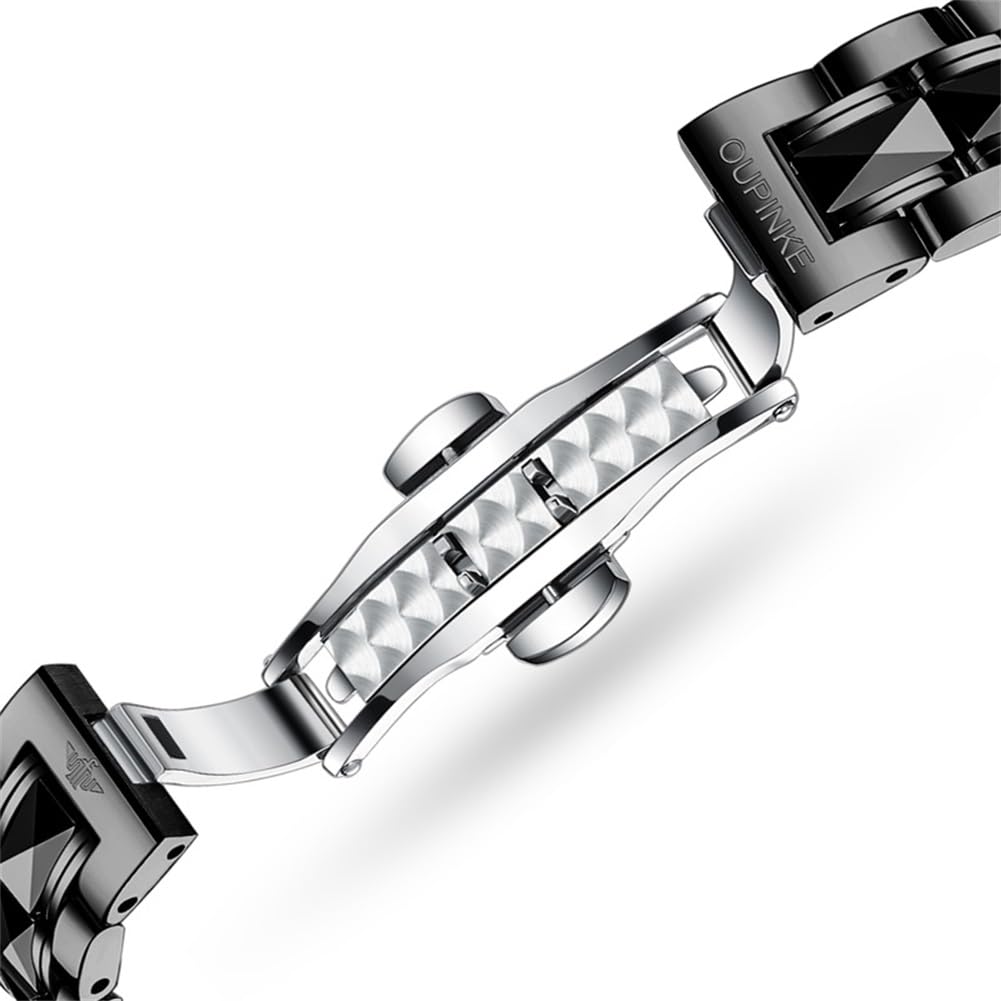 OLEVS Automatic Womens Watch Blue Two Tone Date Watches Mechanical Calendar Watches Diamond Fashion Waterproof Female Wrist Watch