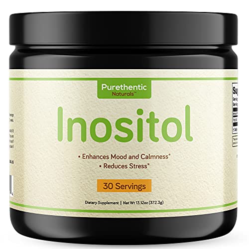 Purethentic Naturals Inositol Powder for Focus and Energy, Quality Tension Relief and Mood Support Formula, Net Weight 372, 3g - 30 Servings of 12g, 1-Pack (1 Month Supply)