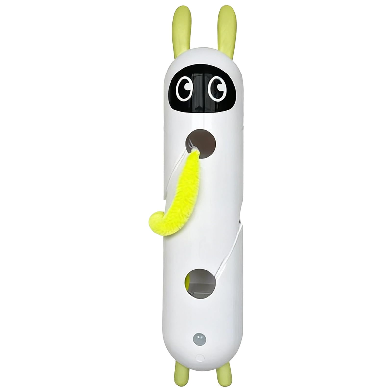 Juguete interactivo de plumas de gato, juguete automático de cola esponjosa con gusano de felpa, diseño de conejo, ventosa doble, recargable por USB, para jugar en interiores