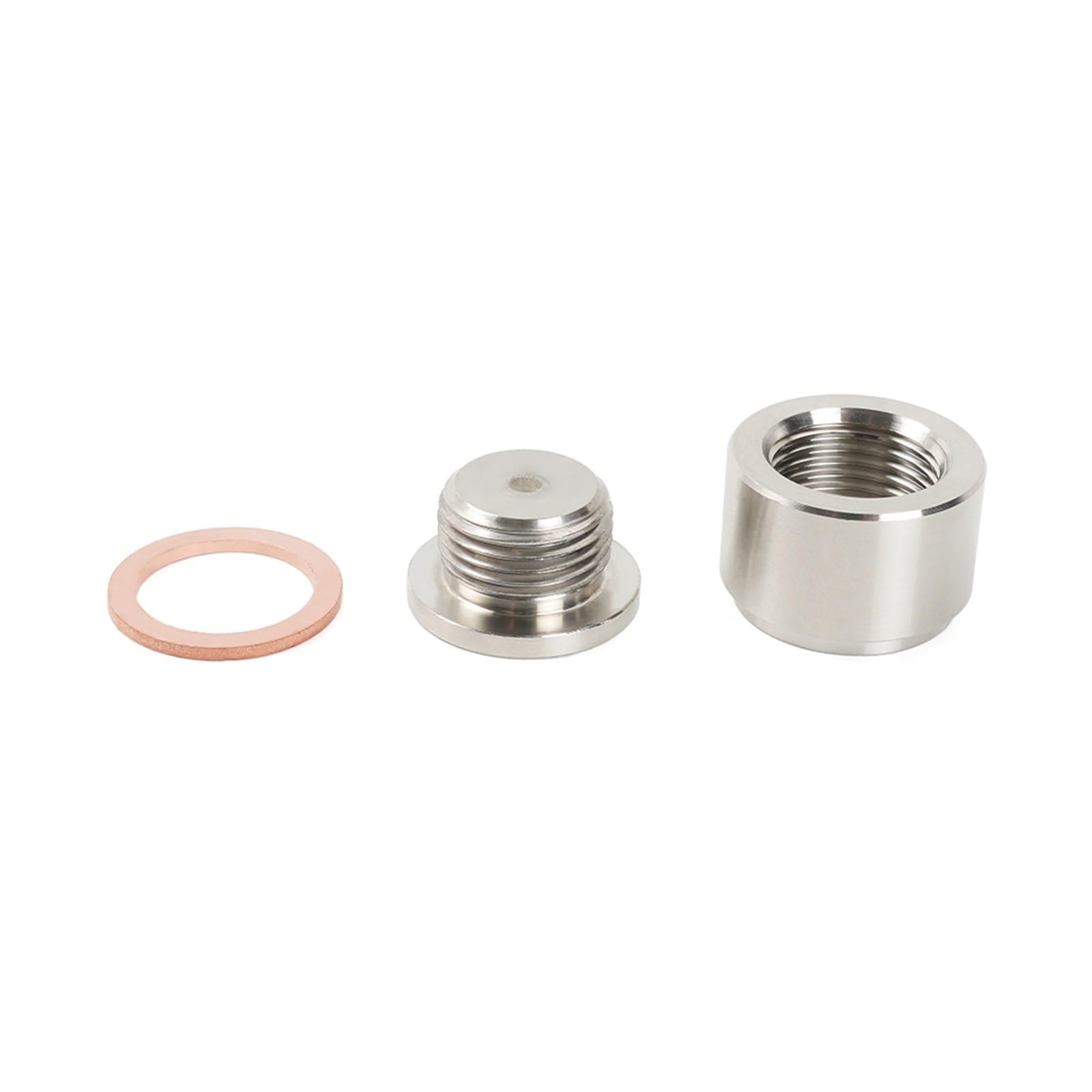 M18 x 1,5 O2-Sauerstoffsensor-Spundstopfen-Montagestopfen- und Stopfen-Adapter aus Edelstahl mit flacher oder Lambdasonde Adapter(Flat Style)