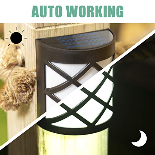 image for GIGALUMI Pack of 4 Solar Fence Lights, 6 LEDs Per Light, Waterproof So