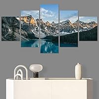 SIGNWIN 5 Panel Canvas Wall Art Winter Lake for Home Decorations Ready to Hang - 60