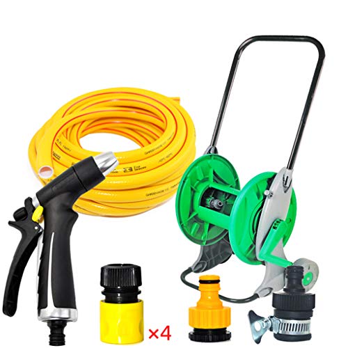 LTLCBB Mobile Garden Hose Reel Cart, 25m Hose Garden Water Pipe Car with Large Easy to Grip Crank for Garden, Lawn, Patio and Car Wash