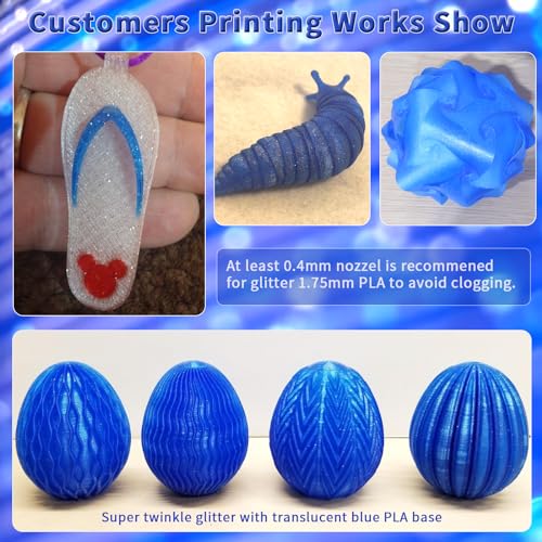 Image of ZIRO Glitter PLA Filament 1.75mm, Sparkle Translucent 3D Printer Filament, Twinkle Series 2.2lbs Spool, Neatly Wound, Fit Most FDM 3D Printers, Twinkling Blue
