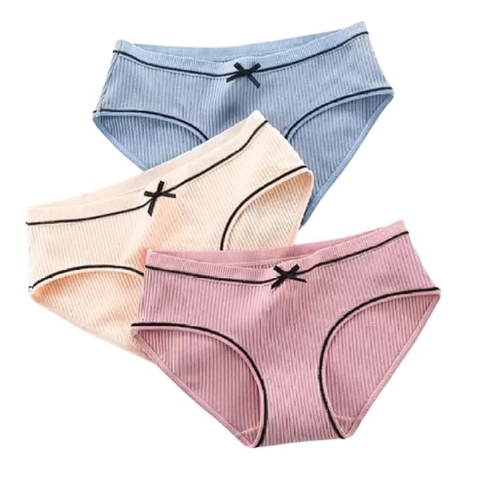 Flomex® Beautiful Panty Women's Cotton Briefs Underwear Women Panties Breath Underwear Women Underwear Size Free & 3 pcs Multicolour-image-0