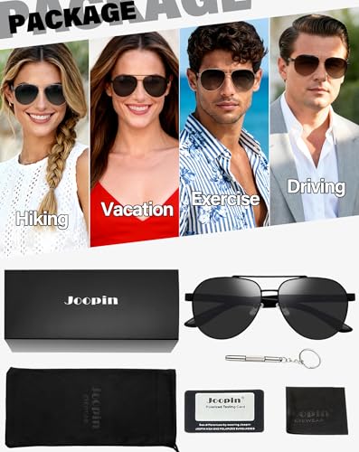 Image of Joopin Polarized Aviator Sunglasses for Men Women Double Bridge Sun Glasses UV Protection Teardrop Shades Sunnies