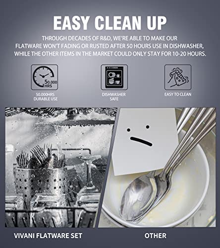 16 Piece Silverware Set for 4, Premium Stainless Steel Cutlery Set, Utensil Sets, Flatware Sets for 4, Forks Spoons and Knives Set Dishwasher Safe for Home Kitchen - Image 7