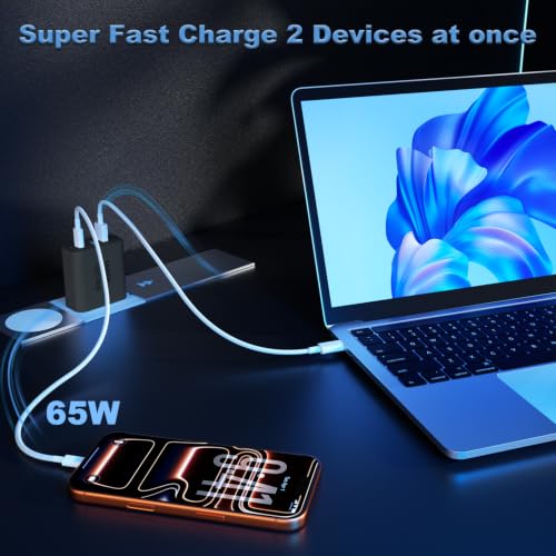 Image of USB C Charger Block, 2-Pack 100W 5-Port USB C Wall Charger iPhone Charger Fast Charging PD Power Adapter+QC Wall Plug Multiport Type C Brick Chargers for iPhone 17 16 15 14 13 Pro Max,Samsung,MacBook
