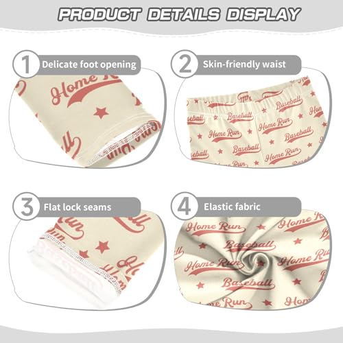 Baseball Words Girls Leggings,Workout Leggings for Girls Toddler Athletic Leggings Size for 3-10T3