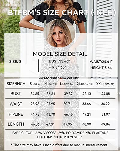 Btfbm Women Summer Long Dresses 2023 Short Sleeve V Neck Boho Floral Print Tie Waist High Low Ruffle Cocktail Maxi Dress(Leopard Black Grey, Large) #TOP5