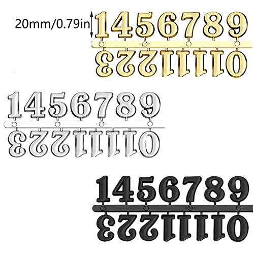 6 Pieces Clock Numerals Kit Including Arabic Number And Roman Number Hands Quartz Diy Digital Clock Numbers For Repair Parts Replacement Clock Accessories For Home Art Decor,Gold, Silver, Black #TOP1