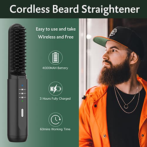 Rehoyo KR017 Beard Straightener For Men, Rehoyo Portable Cordless Hair Straightener, Anti-Scald Heated Beard Brush thumb #1