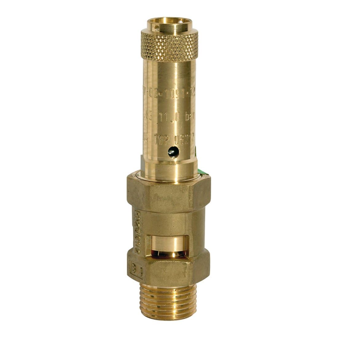 RIEGLER 104901-229.02-16,0 Sicherheitsventil, Messing, G 3/4, Ansprechdruck 16 bar, 1Stk