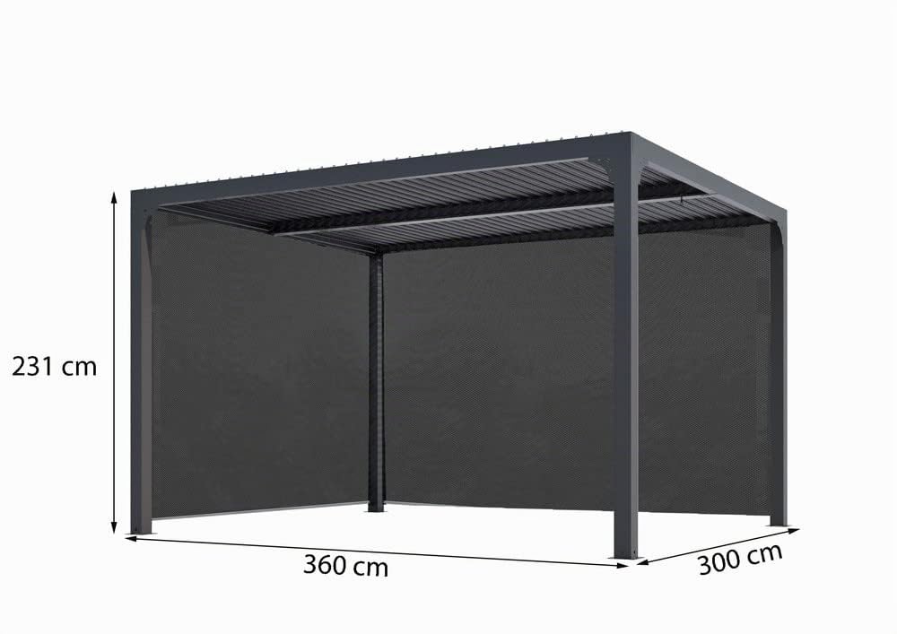 Abri De Jardin Bioclimatique Avec Rideaux Manuels 10.80 M2 Gris Anthracite - PER 36R30R BI