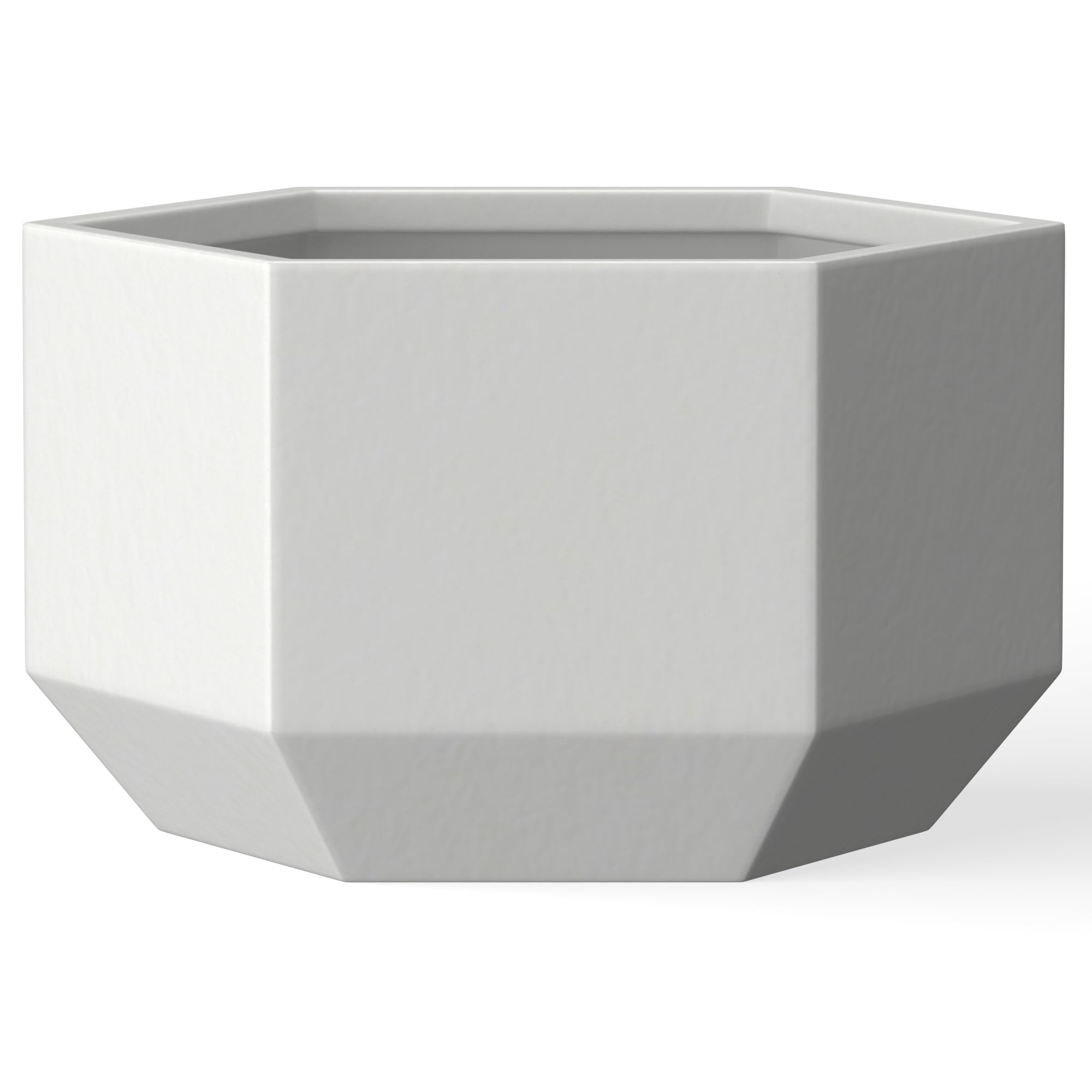 Hexagon Concrete Planter, 10.6 Inch Tall Outdoor Indoor Garden Pots with Drainage Holes and Rubber Plug for Home, Patio, Backyard, White