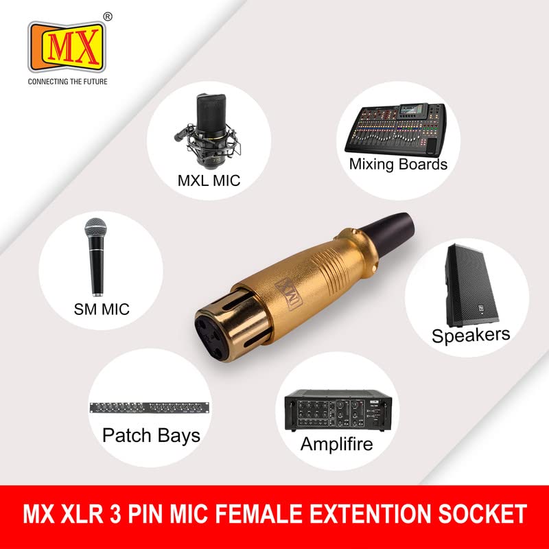 Image of MX 3 Pin XLR connector Microphone Connector pin Pure Copper Nickel Plated Pins1 for High Conductivity microphone cable connector PERENT (3 Pin, Pack of 2, Female Connector)