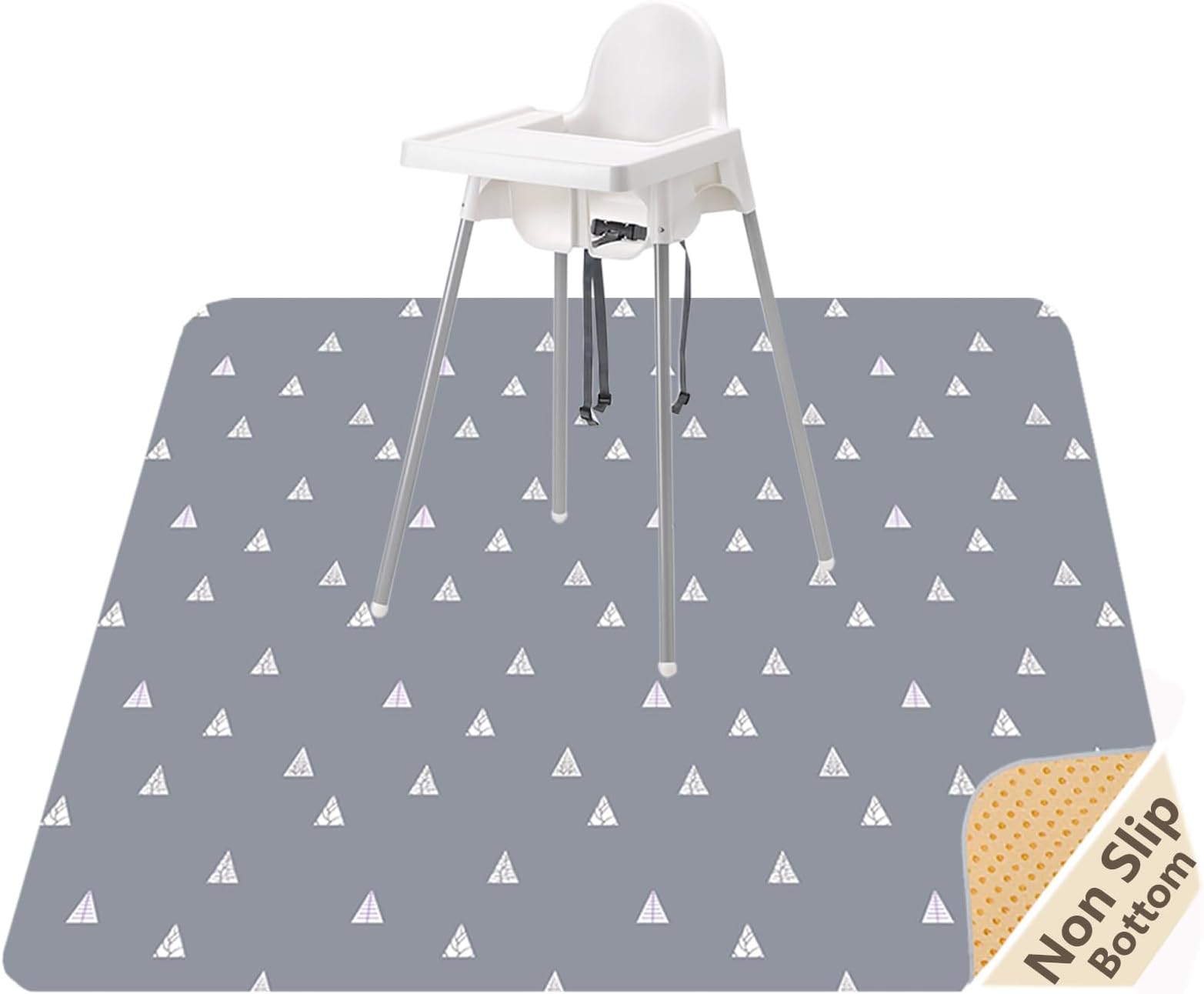 51” Baby Splat Mat for Under High Chair/Arts/Crafts, WOMUMON Washable Waterproof Anti-Slip Floor Splash Mat, Portable Wipeable Spill Mat and Table Cloth