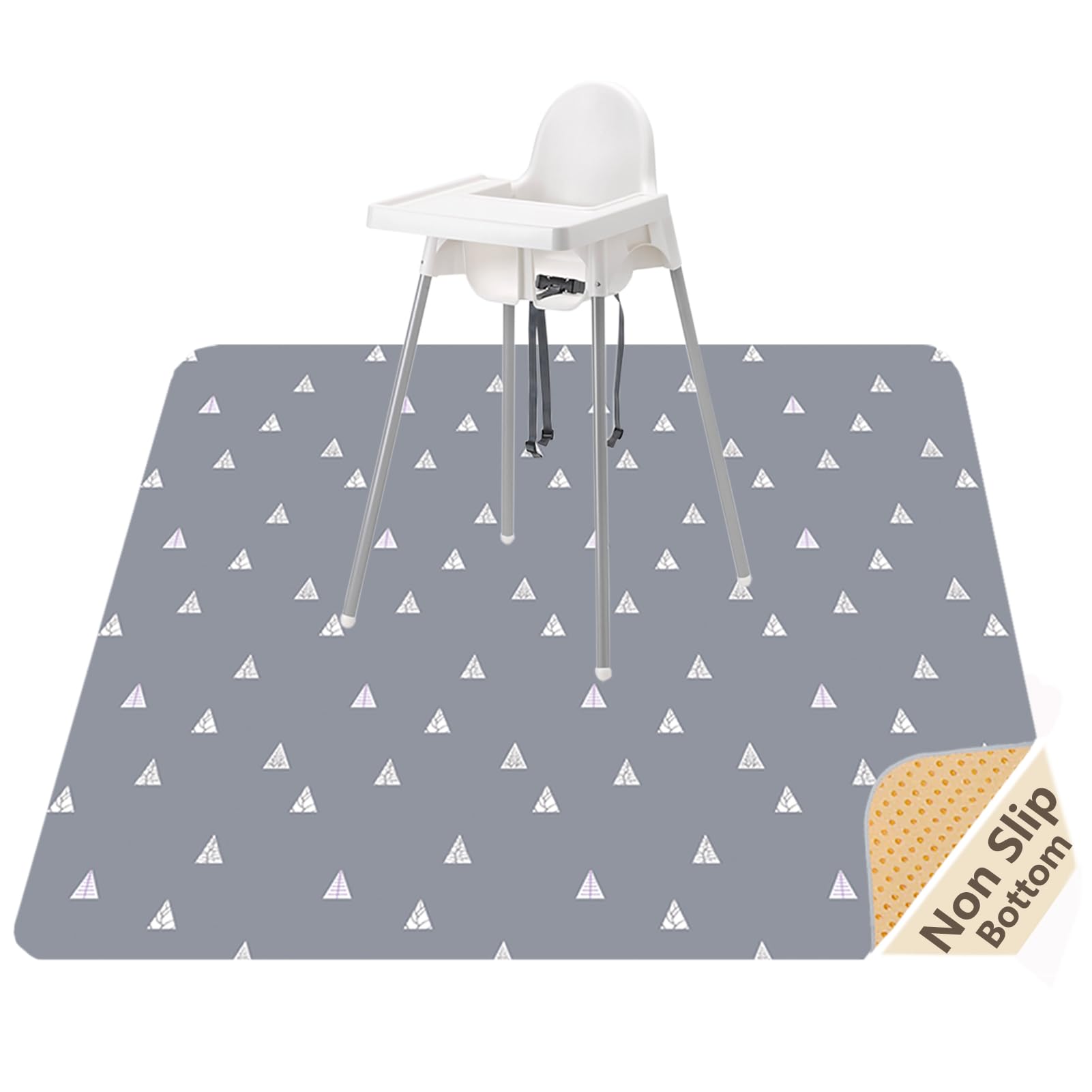 51” Baby Splat Mat for Under High Chair/Arts/Crafts, WOMUMON Washable Waterproof Anti-Slip Floor Splash Mat, Portable Wipeable Spill Mat and Table Cloth