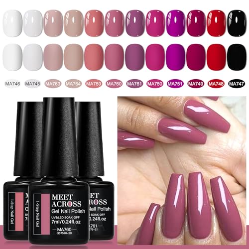 Set de esmalte de uñas gel MEET ACROSS 12 colores miniatura 5