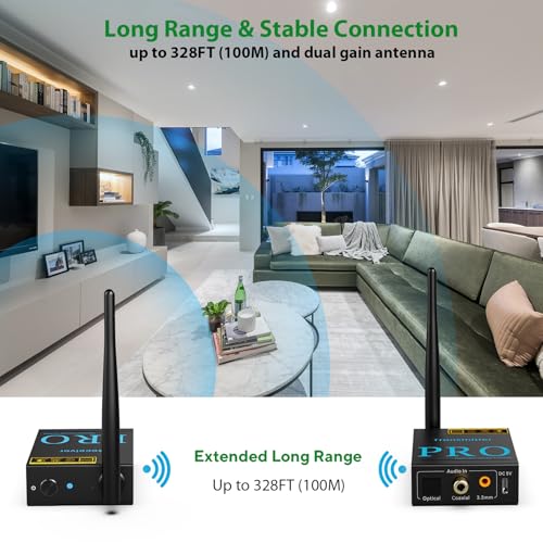 1Mii RT7066R1 2.4Ghz Wireless Audio Transmitter And Receiver,192Khz/24Bits Hifi Audio, 20Ms Low Latency,328Ft Long Range Wireless Subwoofer Kit For Speaker/Stereo/Soundbar,Optical/Coaxial/3.5Mm(Rca) Ports. thumb #3