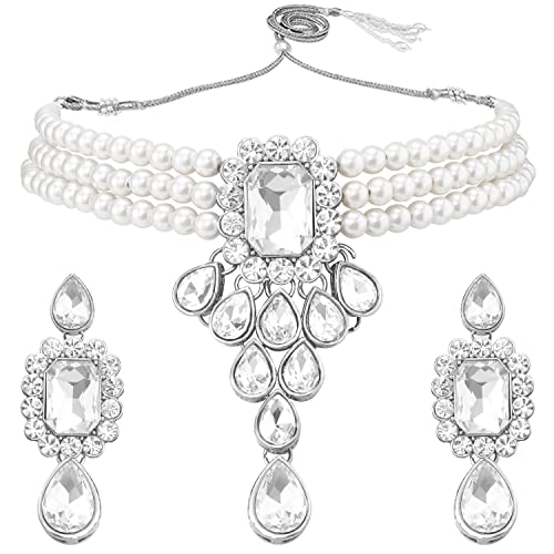 Image of Peora Crystal Faux Pearl Jewellery Gift Set for Women