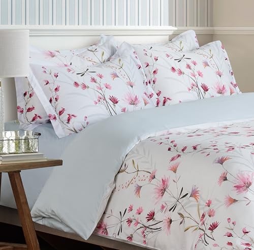 Majestic Giftware Madison Linen 6 Pcs King Size Bedding Set (BL509-K) | Easy Care - Daisy Dreams 300 TC 100% Cotton Sateen | 1 Fitted Sheet, 1 Duvet, 4 Pillowcases - Ritz Collection