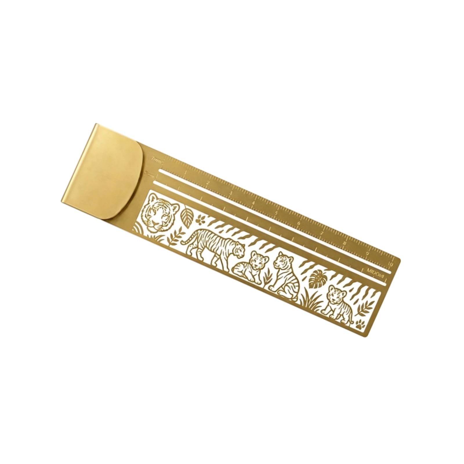 Metal Bookmark Ruler, 2-in-1 Cute Hollow Cat Pattern Stencil Brass Ruler