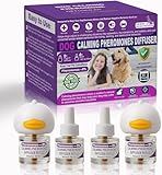Dog Calming Pheromones Diffuser 6 in 1 Kit Appeasing Pheromone Diffuser to Calm (2 Plug in+4 Pack 48ml Refill) for Anxiety Relief Reduce Aggression Fighting Barking Stress 120 Day Supply (Purple)