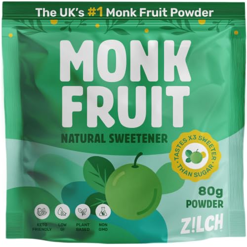 Zilch Monk Fruit Sweetener Powder Natural Sugar Substitute 80g