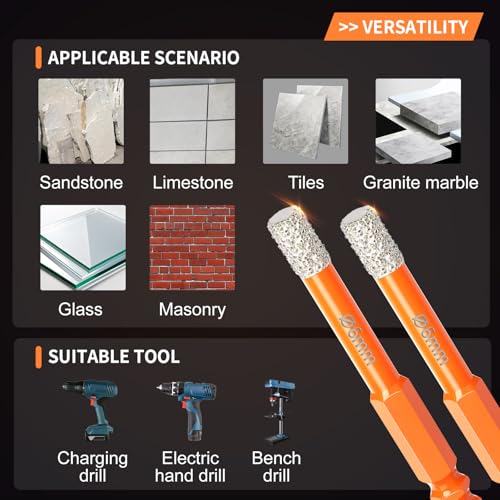 HIPX 6mm Tile Drill Bit, Diamond Drill Bit for porcelain tiles, 5 Pcs 6mm Hex Shank Diamond Drill Bit Sets for Granite, Ceramic, Marble, Brick, Glass, Hard Materials 2 HIPX 6mm Tile Drill Bit, Diamond Drill Bit for porcelain tiles, 5 Pcs 6mm Hex Shank Diamond Drill Bit Sets for Granite, Ceramic, Marble, Brick, Glass, Hard Materials - Image 2