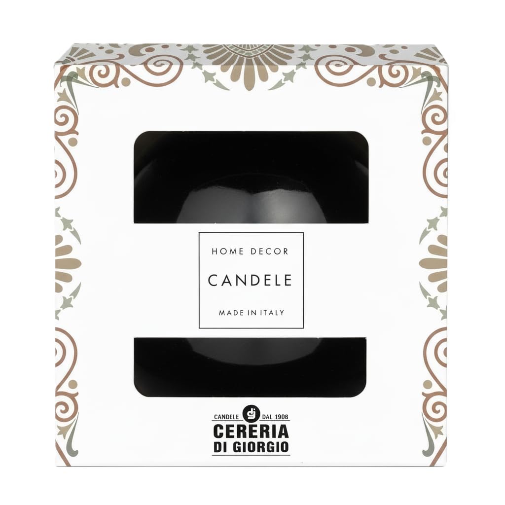 Decorative Ball Candle Lacquered Diameter 10 cm – Duration 49 Hours – Colour Black – Gift Box Cereria Di Giorgio