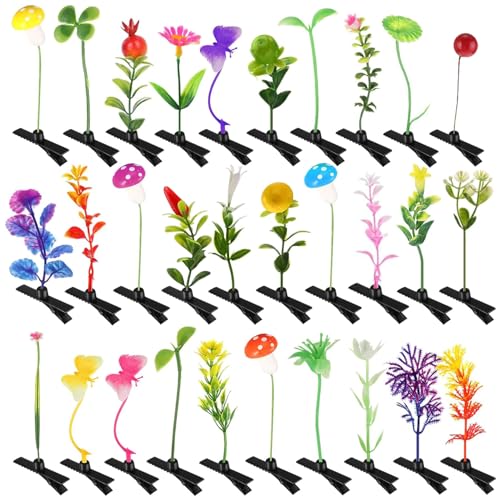 YRTFBIW Rave Sprouts Hair Clips 30 Pcs Bean Sprout Hairpins Little Grass Clips Funny Plant Barrette for Women Mixed Style Hair Accessories for Festival Birthday
