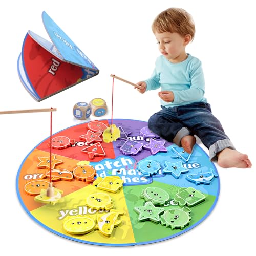 Montessori Wooden Magnetic Fishing Game and Shape Sorter for Toddlers Aged 3-5 - Educational Gift for Preschool Boys and Girls