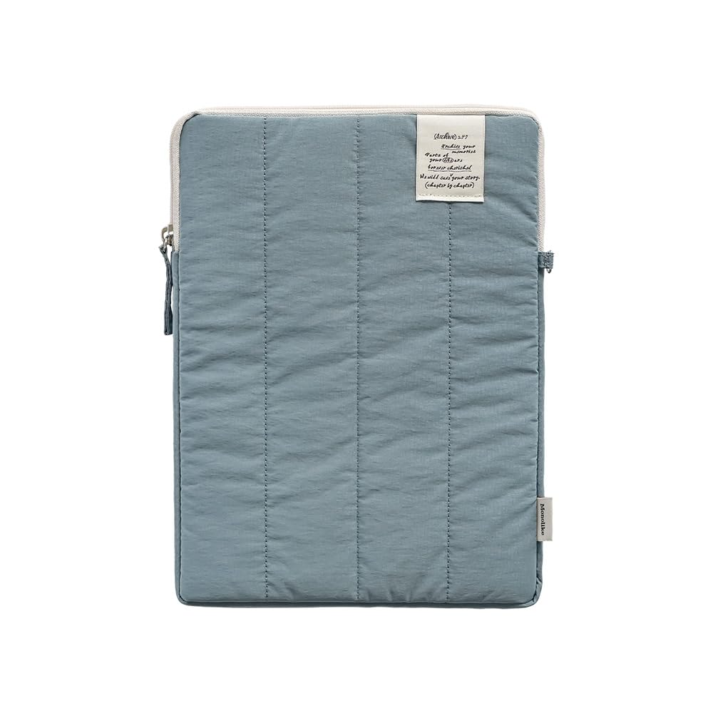 Monolike Archive 247 Cushion Tablet Pouch 11inch, Indie Blue - Padded Protective Sleeve for iPad Pro/Air, Soft Vintage Style Case