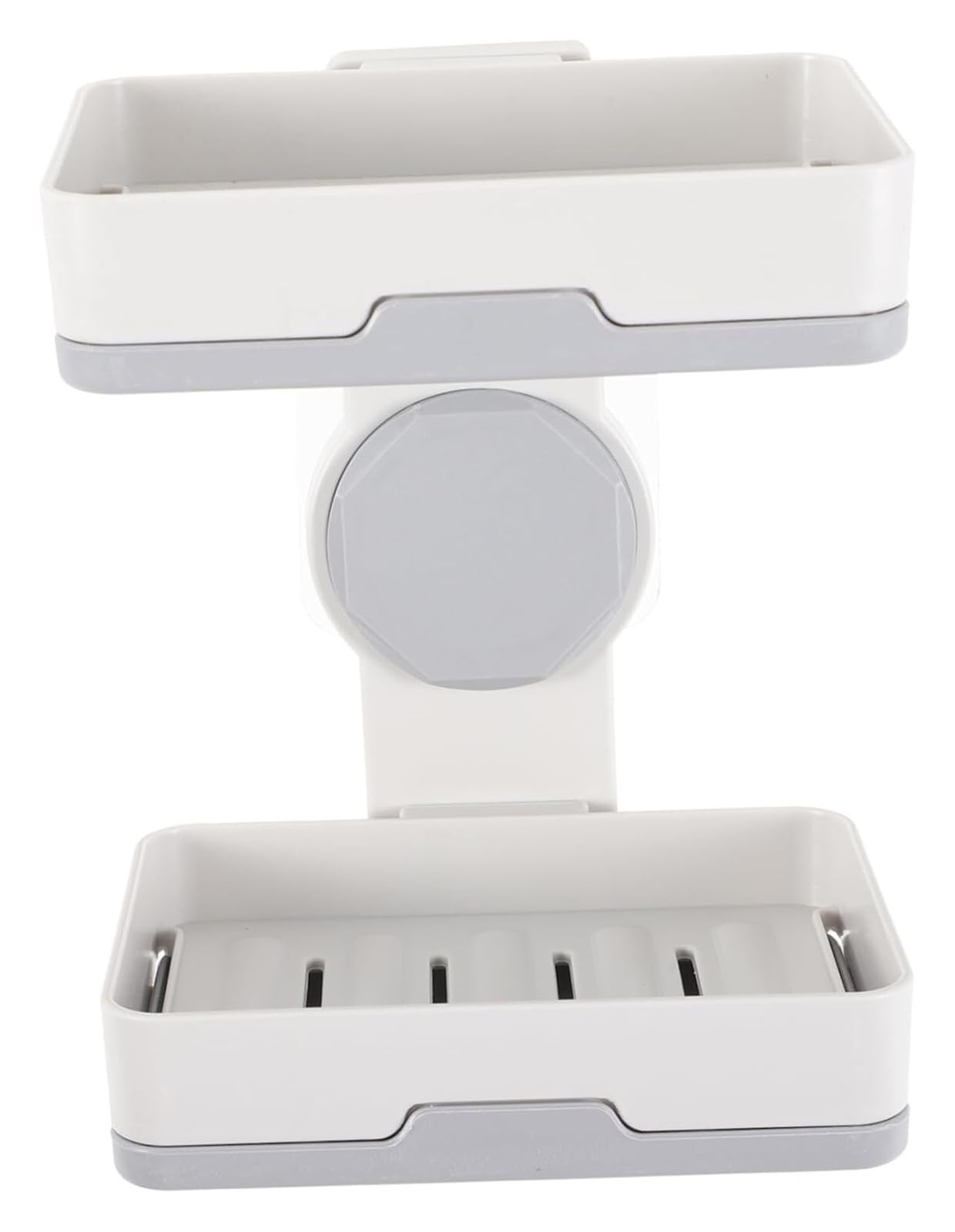 Jabonera con Drenaje, Soporte montado en la Pared, Doble Capa, fácil de Limpiar(Light Grey)