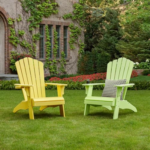 Image of Psilvam Adirondack Chairs Set of 2 with Cup Holder, Poly Lumber,Green