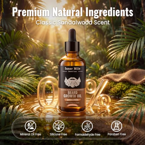 Image of ISNER MILE Beard Oil for Men Hydrating & Moisturizing, Sandalwood 3.5 fl Oz