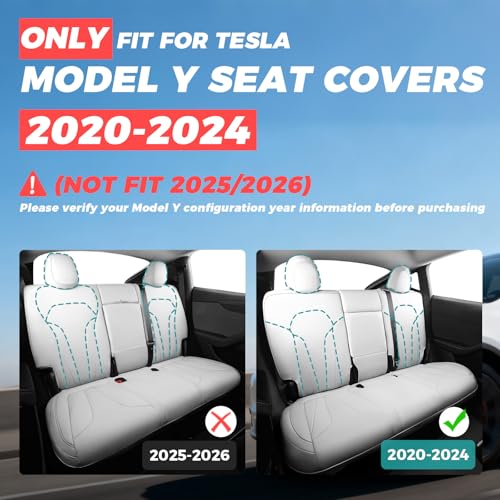 Upgrade for Tesla Model Y Seat Covers 2024 2023 2022 2021 2020(Not Fit 2025/2026) 5-Seater, Full Set Custom Fit, Waterproof Faux Leather, Breathable & Easy to Install – White - Image 3