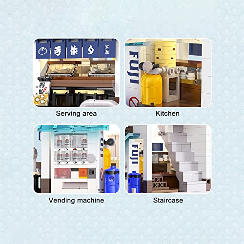 CADA Master C66006W Japanische Dampfbrötchenhaus-Klemmbausteine mit USB-Licht, kompatibel mit CADA Technik, kompatibel… – Bild 7