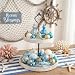 Valery Madelyn Summer Tree Ornaments, 45ct Teal Aqua Blue Shatterproof Nautical Beach Coastal Decor, Ocean-Themed Christmas in July Tree Decorations, Hanging Starfish Octopus Shark for Tropical Party