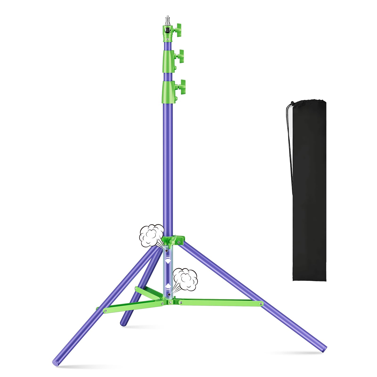 Heavy Duty Light Stand 9.1ft/280cm All Metal Tripod Stand Max Loading:10KG Air Pressure Buffer Photography Light Stand with 1/4” to 3/8” Screw Adapter for Strobe,Ring Light, Monolight, Softbox