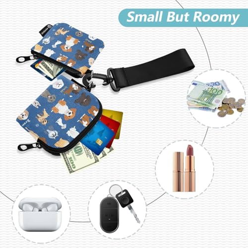 Cute Dog Compilation Women's Wallets Card Cases Thin Flat Zipper Purse Wallet with Zipper Coin Pocket for Men Women 2 Pcs2