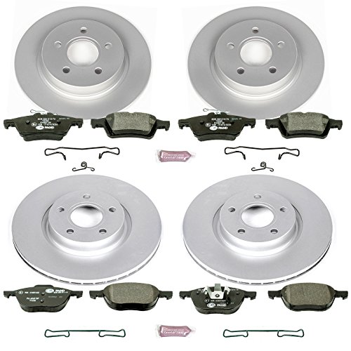 Image of PowerStop Euro-Stop Fully Coated Front and Rear Brake Kit For Volvo C30 2008-13 |C70 2006-13 |S40 2006-11 |V50 2006-11 - ECE-R90 Certified Brake Pads + Disc Rotor Upgrade, ESK4051