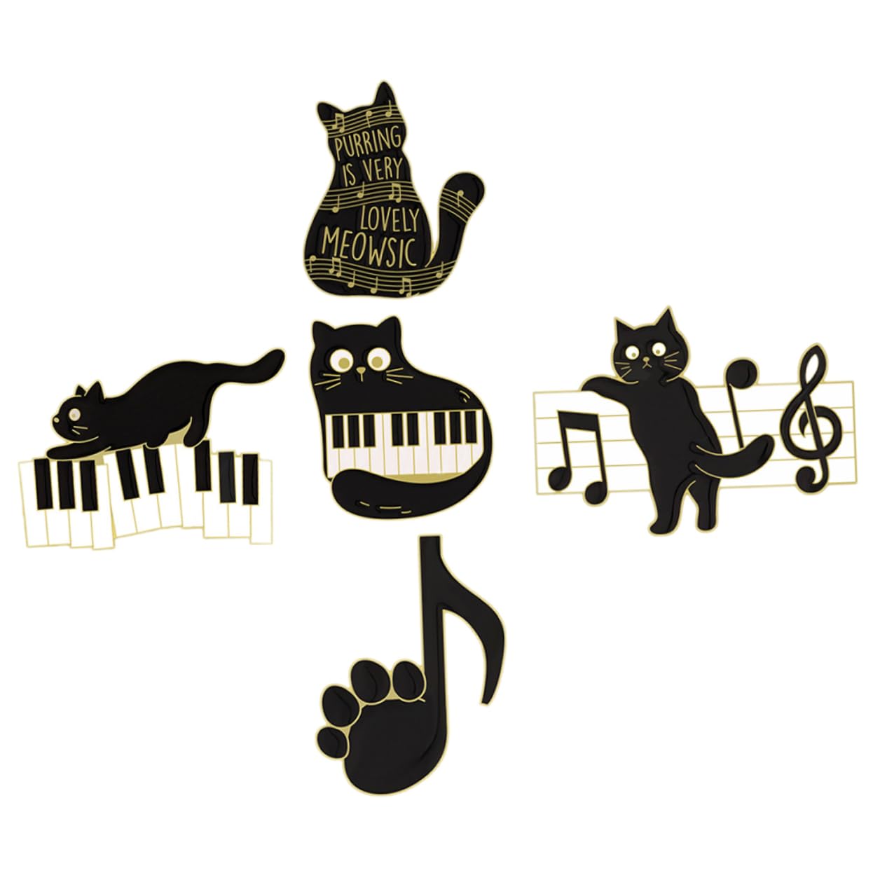 Beavorty Corsage Brosche Musik Emaille Anstecknadeln Brosche Anstecknadel Kleidungsbrosche Damen Katzen Klavier Anstecknadel Katzen Anstecknadeln Süße Anstecknadel Katzenbrosche