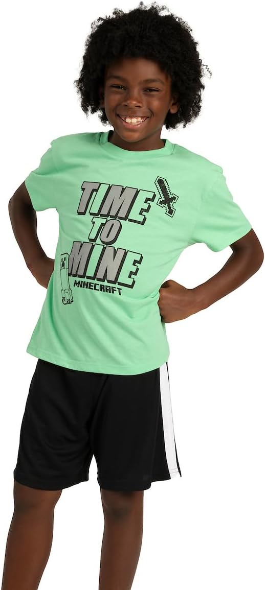 Minecraft Boys 3-Pack Shirt Set - Includes Two Tees and Mesh Shorts - Image 5