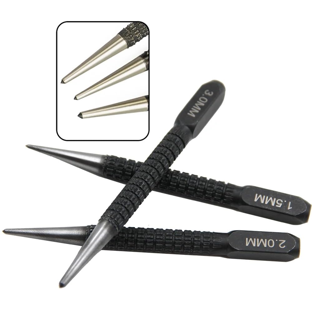 Lagnlnaoy 3PC Center Punch Positioning Fixer Black Cylindrical Nail Punching Pin Drilling Tool Accessory Set