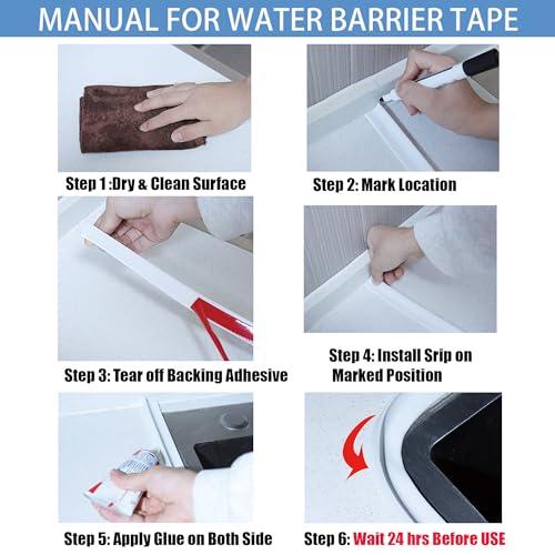 Image of URBANMONK Self Adhesive Water Stopper for Bathroom | Water Stopper for Kitchen Slab with Glue Stick (Grey Large, 1 Meter)