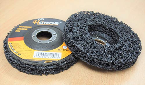 Hoteche 550602 10Pc 4-1/2 Inch X 7/8 Inch Polycarbide Abrasive Strip Disc Wheel Paint Rust Flaking Removal thumb #1